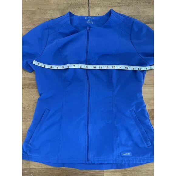 Jaanuu Princess Full Zip Scrub Top in Royal Blue Size Small - Picture 4 of 9